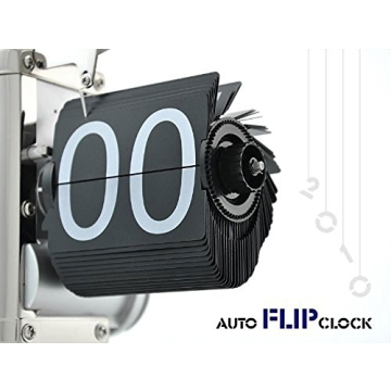 WoneNice Retro Digital Flip Down Clock -Battery Powered Internal Gear Operated Clock for Home & Office Décor -Black