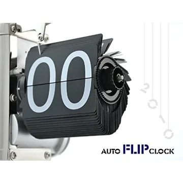 WoneNice Retro Digital Flip Down Clock -Battery Powered Internal Gear Operated Clock for Home & Office Décor -Black