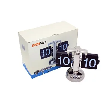 WoneNice Retro Digital Flip Down Clock -Battery Powered Internal Gear Operated Clock for Home & Office Décor -Black