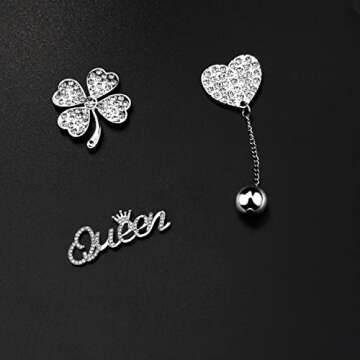 Rhinestone Bling Decoration Charms, Diamond Trend Designer Luxury Cute Jewelry Shoe Accessories for Women Girl Gifts(Silver)