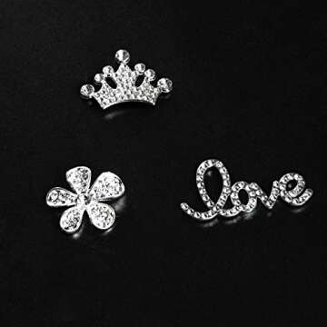 Rhinestone Bling Decoration Charms, Diamond Trend Designer Luxury Cute Jewelry Shoe Accessories for Women Girl Gifts(Silver)