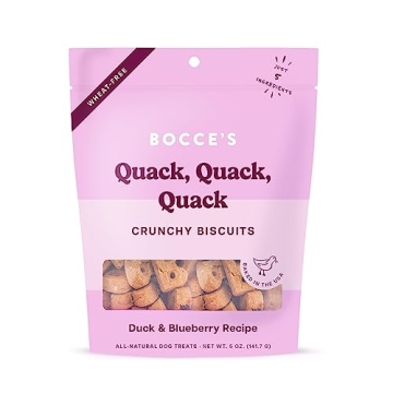 Bocce's Bakery Oven Baked Quack, Quack Dog Treats - Wheat-Free, Real Ingredients, USA-made, 5 oz