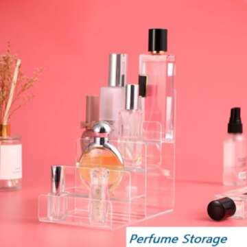 Cabilock 6-Tier Clear Display Risers Stand, Large Perfume Organizer,Acrylic Display Shelf,Clear Wallet Display Stand Purse Handbag Organizer,Jewelry Display Riser, Plastic Purse Organizer For Figures