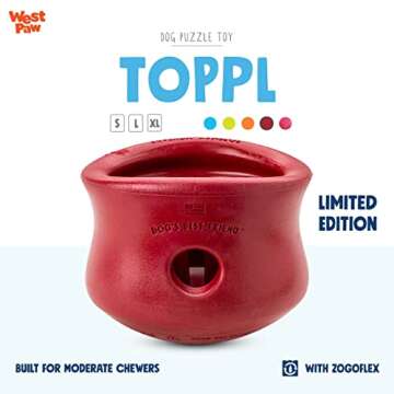 WEST PAW Zogoflex Holiday Toppl Treat Dispensing Dog Toy Puzzle – Interactive Chew Toys for Dogs ?...