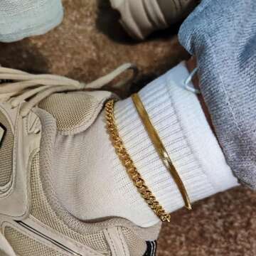 KissYan Gold Layered Ankle Bracelets for Women, Dainty 14k Gold Plated Layering Anklets Set Adjustable Fashion Cuban Link Snake Tennis Chain Ankles Summer Beach Foot Jewelry