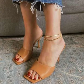 KissYan Gold Layered Ankle Bracelets for Women, Dainty 14k Gold Plated Layering Anklets Set Adjustable Fashion Cuban Link Snake Tennis Chain Ankles Summer Beach Foot Jewelry