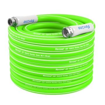 Fevone 100 ft Garden Hose, 2-Year Warranty, Heavy Duty Water Hose, Hybrid Polymer, Kink Resistance, ...