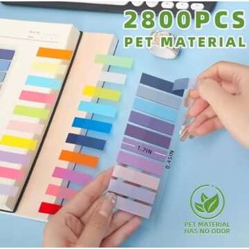 2800-Pcs Sticky/Book Tabs, Writable Morandi Translucent Book Markers Sticky Note Tabs, Repositionabl...
