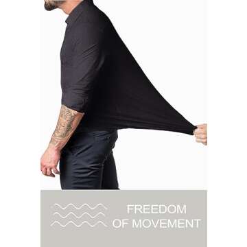 EOUOSS Men’s Muscle Fit Dress Shirts Athletic Slim Fit Long Sleeve Stretch Wrinkle-Free Casual But...