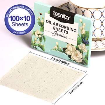 Teenitor Oil Absorbing Sheets for Face, 1000 Sheets Jasmine Oil Blotting Paper for Oily Skin, Natura...