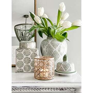 Unique Saigon Cane Wrapped Hurricane Candle Holder for Home