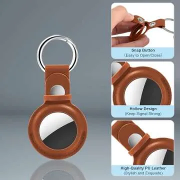 Stylish Supfine Leather AirTag Holder for Apple AirTags