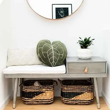 Green Philosophy Co. Plush Leaf Pillow 3D Accent Clarinervium Leaf Throw Pillow for Couch Sofa Living Room Home Decor for Plant Lovers, Garden Lovers, Green Thumb Family & Friends