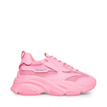 Steve Madden Women's Possession Sneaker - Hot Pink - Trendy Comfort