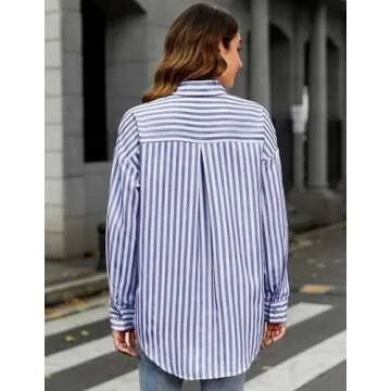 Stylish HOTOUCH Women’s Striped Button Down Shirt