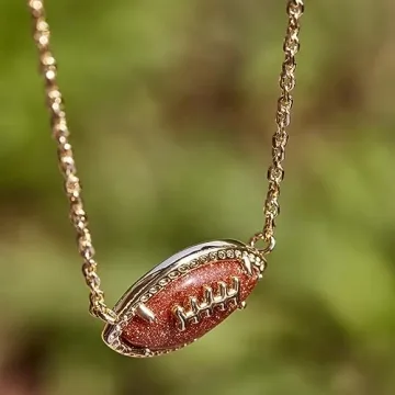 Kendra Scott Football Necklace in Orange Goldstone - Fashion Jewelry
