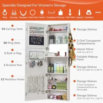 GISSAR Jewelry Mirror Armoire Wall Mount Cabinet Organizer