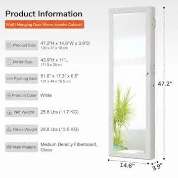 GISSAR Jewelry Mirror Armoire Wall Mount Cabinet Organizer