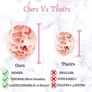 Artunique 63pc Rose Gold Party Decorations Kit | Huge Rose Gold Latex and Confetti Balloons (18) | Sequin Table Runner (1) | Fringe Curtain (2) | Ribbon (2) | Paper Straws (25) | Tassle Garland (15)