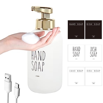 Janxin Automatic Foaming Soap Dispenser,Touchless Hand Soap Dispenser for Bathroom,Rechargeable Kitc...