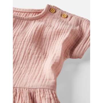 little planet by carter's baby-girls Baby & Toddler Girls' Organic Cotton Dress, Blush, 24 Months