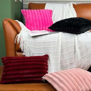 Luxurious 18x18 Soft Faux Fur Throw Pillow Covers Set of 2