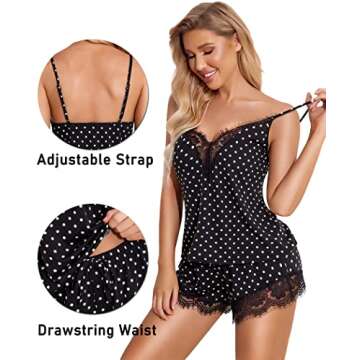 Avidlove Sexy Sleepwear Pajamas Cami Shorts Pj Set Leopard Two Piece Sleep Shorts Lingerie Set (Blac...