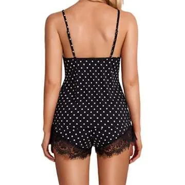 Avidlove Sexy Sleepwear Pajamas Cami Shorts Pj Set Leopard Two Piece Sleep Shorts Lingerie Set (Black,M)