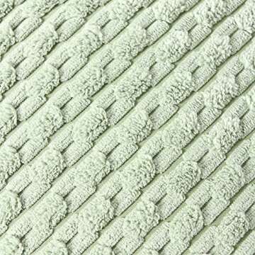 Fancy Homi Set of 2 Sage Green Decorative Throw Pillow Covers 18x18 Inch with Pom-poms for Couch Bed Sofa, Modern Farmhouse Boho Home Decor, Soft Plush Corduroy Cute Cushion Case 45x45 cm