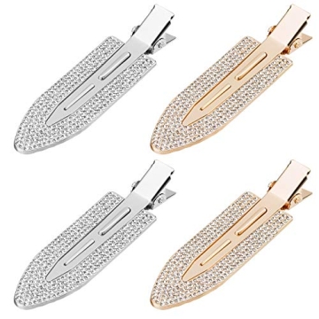 PAGOW Rhinestone No Bend Hair Clips - 4pcs Stylish Metal Hair Clips for All Occasions