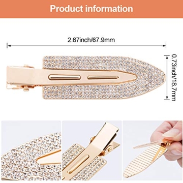 PAGOW Rhinestone No Bend Hair Clips - Stylish & Functional