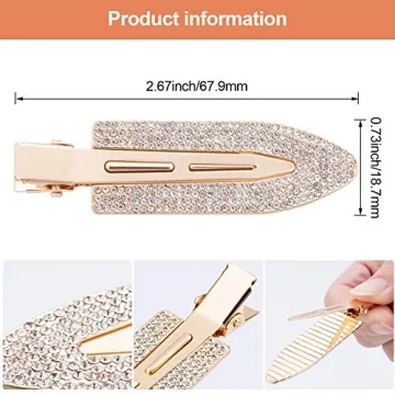 PAGOW Rhinestone No Bend Hair Clips - Stylish & Functional