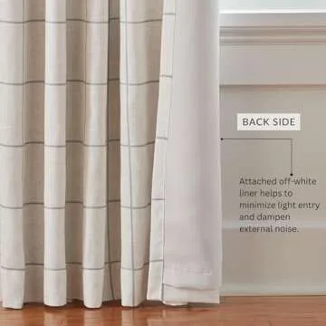 Elrene Home Fashions Brighton Windowpane Plaid Blackout Window Curtain, Living Room and Bedroom Drape with Back Tab and Rod Pocket Tabs, 52"x108", Gray, 1 Panel
