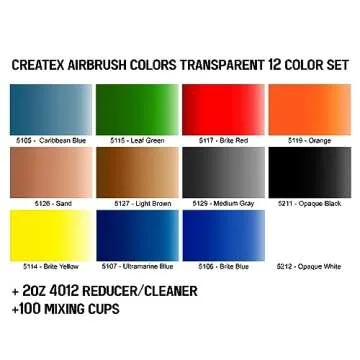 Transparent 12 CREATEX Airbrush Paint Colors Set