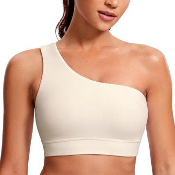 CRZ YOGA Butterluxe Women's One Shoulder Sports Bra - Stylish Low Impact Yoga Bra