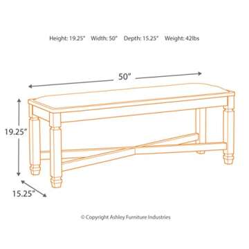 Signature Design by Ashley Tyler Creek Modern Farmhouse Upholstered Dining Room Bench, Antique Black Finish