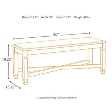 Signature Design by Ashley Tyler Creek Modern Farmhouse Upholstered Dining Room Bench, Antique Black Finish