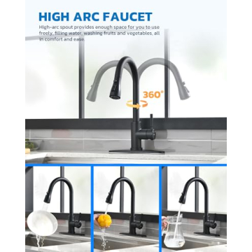Arofa Matte Black Kitchen Faucet with Pull Down Sprayer