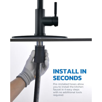 Arofa Matte Black Kitchen Faucet with Pull Down Sprayer