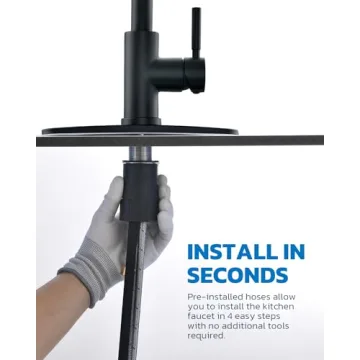 Arofa Matte Black Kitchen Faucet with Pull Down Sprayer