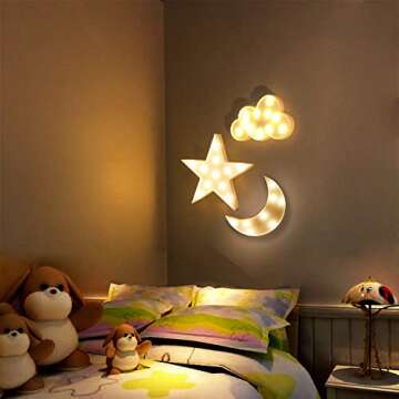 AUSAYE 3 PCS 3D Crescent Moon Light Cloud Led Star Lamp, Decorative Night Lights Room Decor NightLight for Kids Adults Birthday Christmas Gifts
