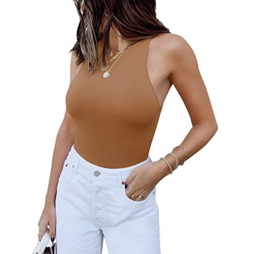 REORIA High Neck Sleeveless Bodysuit for Women