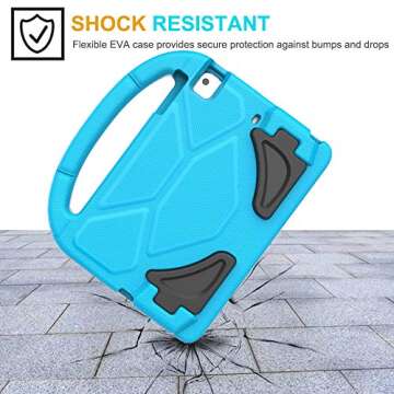 MOXOTEK Kids Case for iPad Mini 6, iPad Mini 6th Generation Case with Screen Protector, Durable Shockproof with Handle Stand Protective Cover for iPad Mini 6th Gen 8.3 Inch 2021, SkyBlue