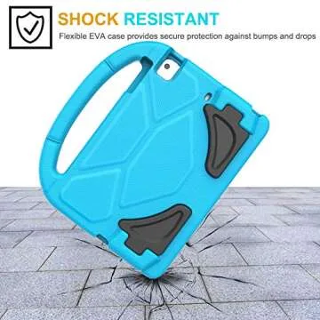 MOXOTEK Kids Case for iPad Mini 6, iPad Mini 6th Generation Case with Screen Protector, Durable Shockproof with Handle Stand Protective Cover for iPad Mini 6th Gen 8.3 Inch 2021, SkyBlue