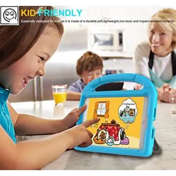 MOXOTEK Kids Case for iPad Mini 6, iPad Mini 6th Generation Case with Screen Protector, Durable Shockproof with Handle Stand Protective Cover for iPad Mini 6th Gen 8.3 Inch 2021, SkyBlue