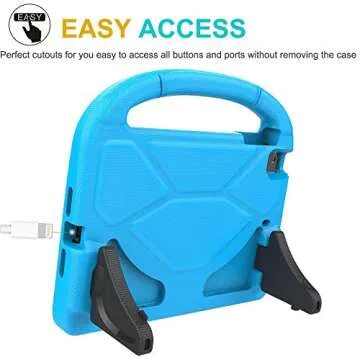 MOXOTEK Kids Case for iPad Mini 6, iPad Mini 6th Generation Case with Screen Protector, Durable Shockproof with Handle Stand Protective Cover for iPad Mini 6th Gen 8.3 Inch 2021, SkyBlue