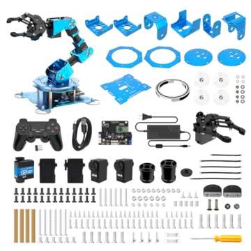 Robotic Arm for Arduino Coding Programming 6DOF Hiwonder-xArm1S STEM Educational Building Robot Arm Kits, 6 AXIS Full Metal Robotic Arm Wireless Handle/PC/App/Mouse Control Learning Robot