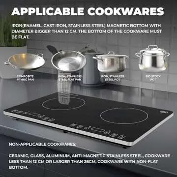 OMEO Portable Double Induction Cooktop 2 Burner Electric Cooktop, Touch Control 110V Induction Cooker with Safety Lock, Pause, Auto Shutoff Timer Setting, 9 Heating Level and Overheating Protection