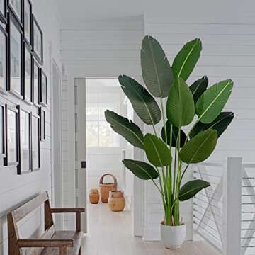 FLOWORLD Bird of Paradise Artificial Plant 6FT Tall Fake Plants with 13 Trunks Faux Banana Leaf Plant in Pot Decorative House Plants Tropical Palm Plant for Home Office Decor Indoor Outdoor