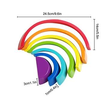 USATDD Wooden Rainbow Stacker Nesting Puzzle Blocks Large Tunnel Stacking Creative Building Color Shape Matching Educational Jigsaw Learning STEM Toys for Toddlers Boys Girls 1 2 3 4 5 Year Old Gifts
